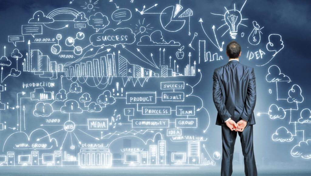 Businessman and business sketch